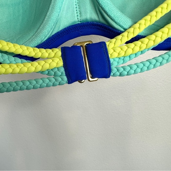 Victoria's Secret Strapless Bandeau Bikini Top Blue Underwire Padded 32C - Picture 5 of 8